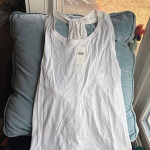 Anthropologie White Tie-Back Scoop Tank